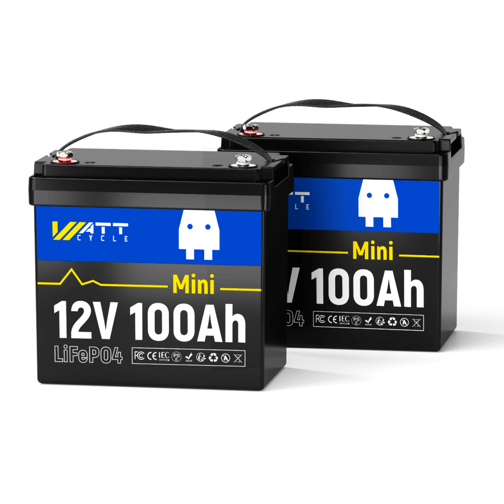 2 штуки батареї WattCycle 12V 100Ah Mini Deep Cycle LiFePO4