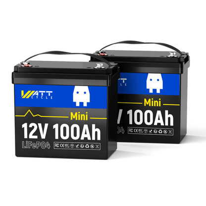 2 штуки батареї WattCycle 12V 100Ah Mini Deep Cycle LiFePO4