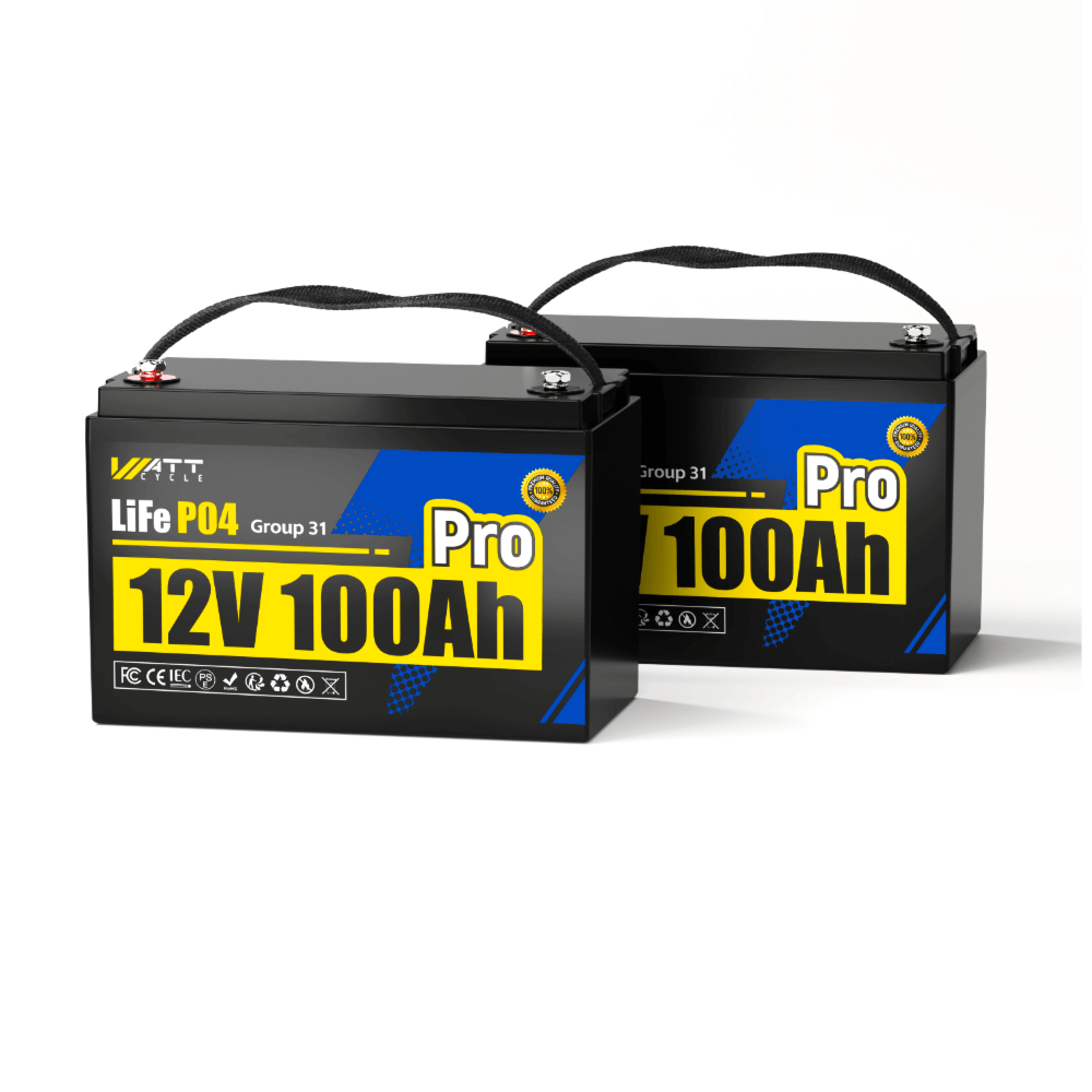 2 упаковки-Літій-іонний акумулятор WattCycle 12V 100Ah Pro Leisure з системою управління базою 110A