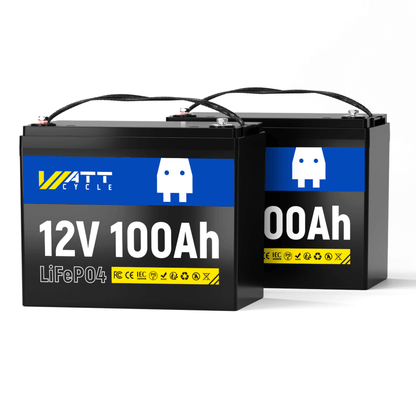 2 шт. WattCycle 12V 100Ah LiFePO4 акумулятор (12В 100Аг)
