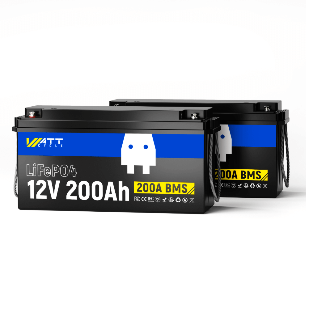 2 шт. WattCycle 12V 200Ah LiFePO4 акумулятор (12В 200Аг)