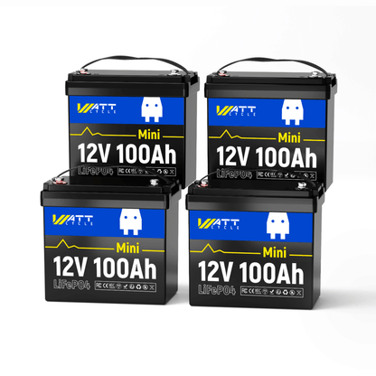 4 штуки батареї WattCycle 12V 100Ah Mini Deep Cycle LiFePO4