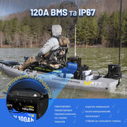 WattCycle 12V 100Ah Bluetooth LiFePO4 акумулятор з системою управління будинком 120A та захистом IP67