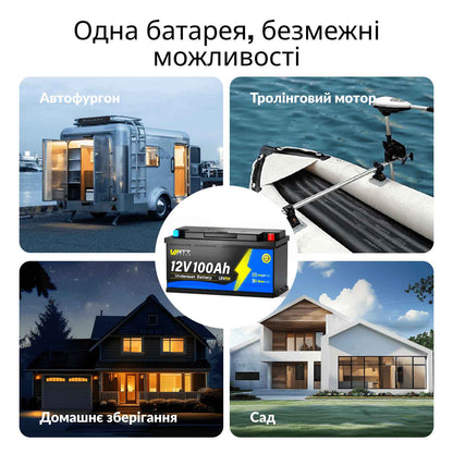 WattCycle 12V 100Ah LiFePO4 акумулятор з DIN H8 L5