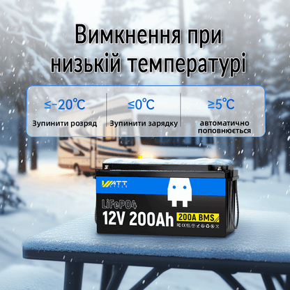 WattCycle 12V 200Ah LiFePO4 акумулятор