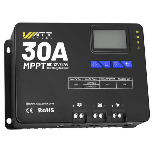 Контролер сонячного заряду WattCycle 12V/24V 30A MPPT