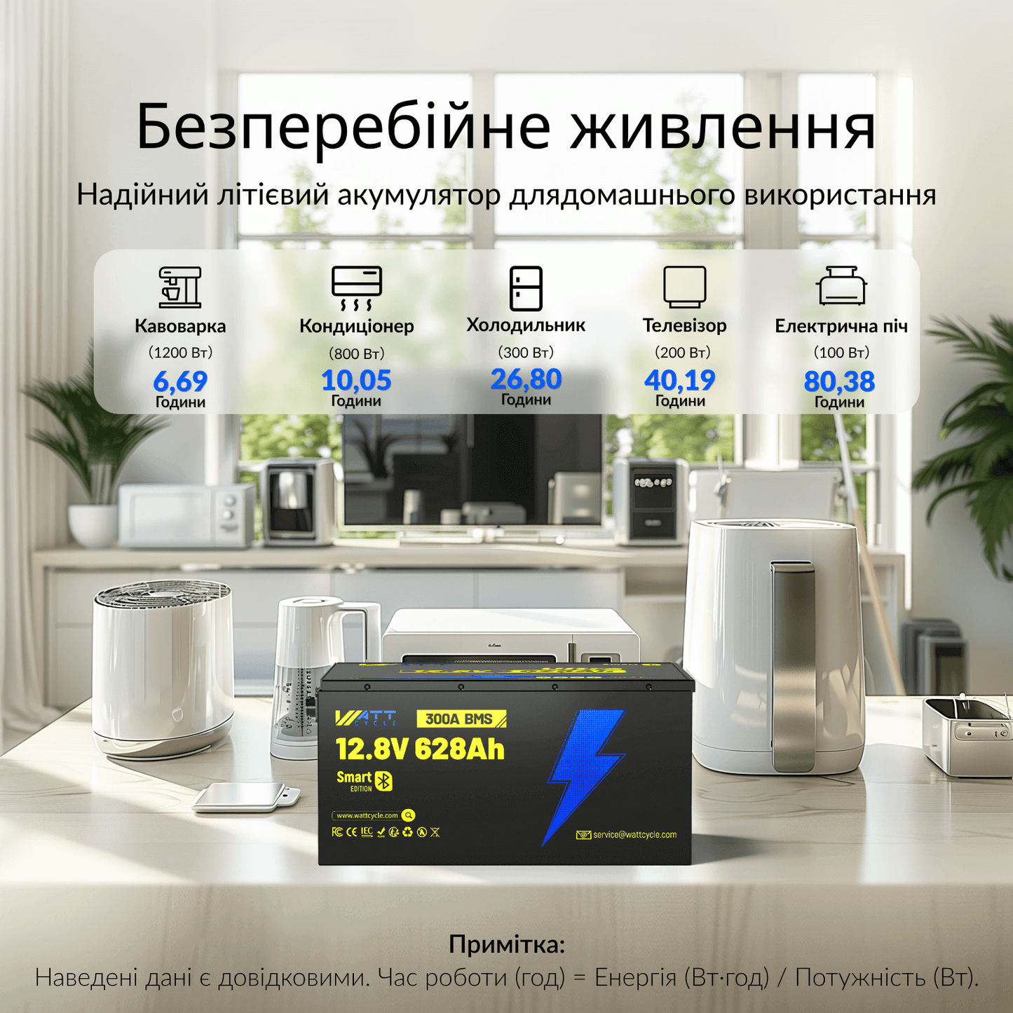 WattCycle 12V 628Ah Ultra Bluetooth LiFePO4 акумулятор