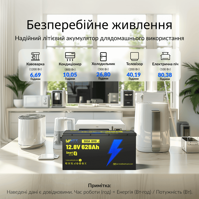 WattCycle 12V 628Ah Ultra Bluetooth LiFePO4 акумулятор