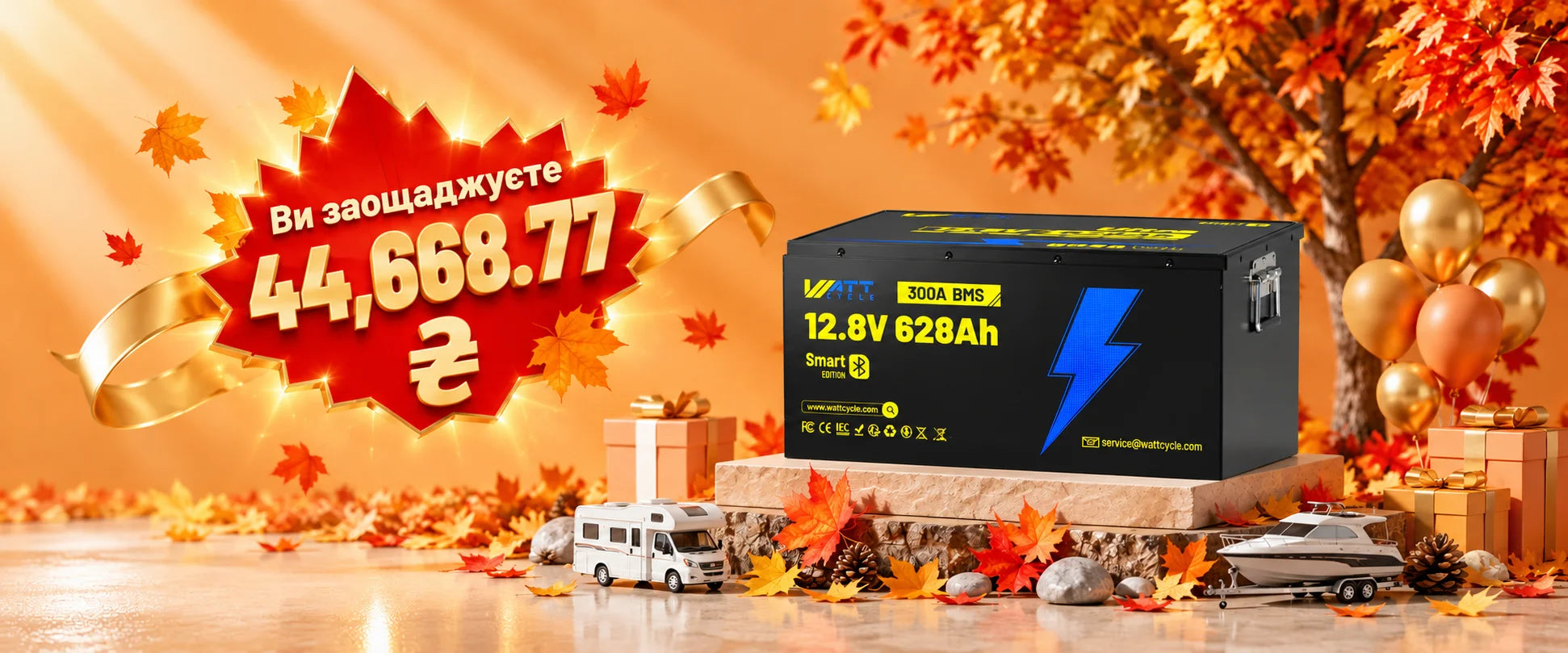 WattCycle 12V 628Ah Ultra Bluetooth LiFePO4 акумулятор