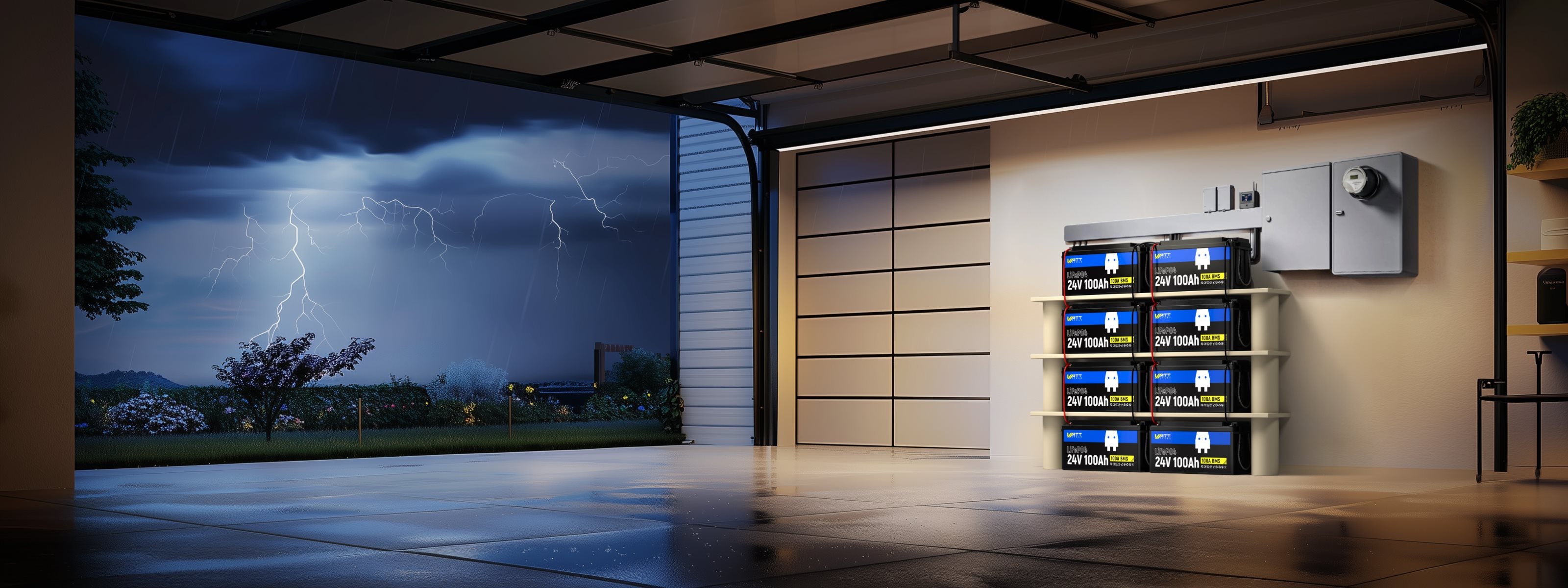 WattCycle 24V 100Ah LiFePO4 акумулятор, сонячна батарея з BMS 100A та захистом від низьких температур