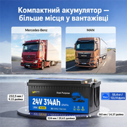 WattCycle 24V 314Ah Акумулятор для Вантажівки з Підігрівом і Bluetooth