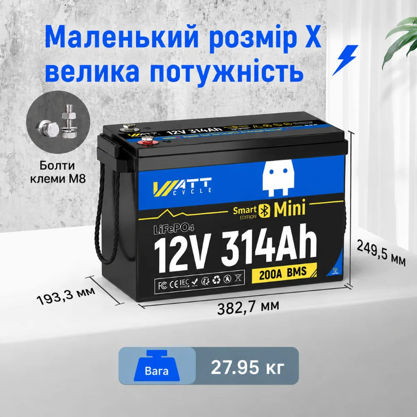 WattCycle Aккумулятор LiFePO4 12V 314Ah Mini з підігрівом Bluetooth