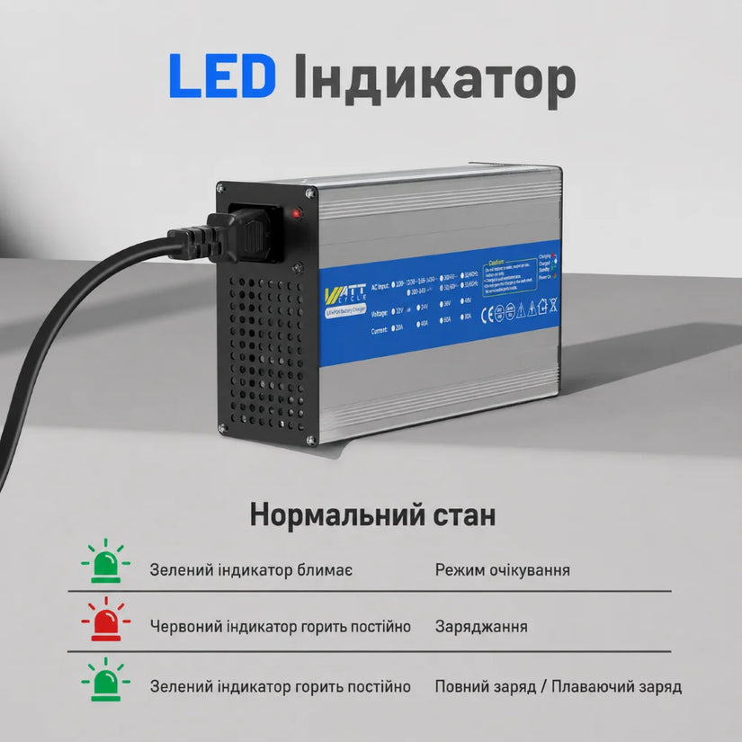 Зарядний пристрій WattCycle 14.6V 40A AC-DC LiFePO4