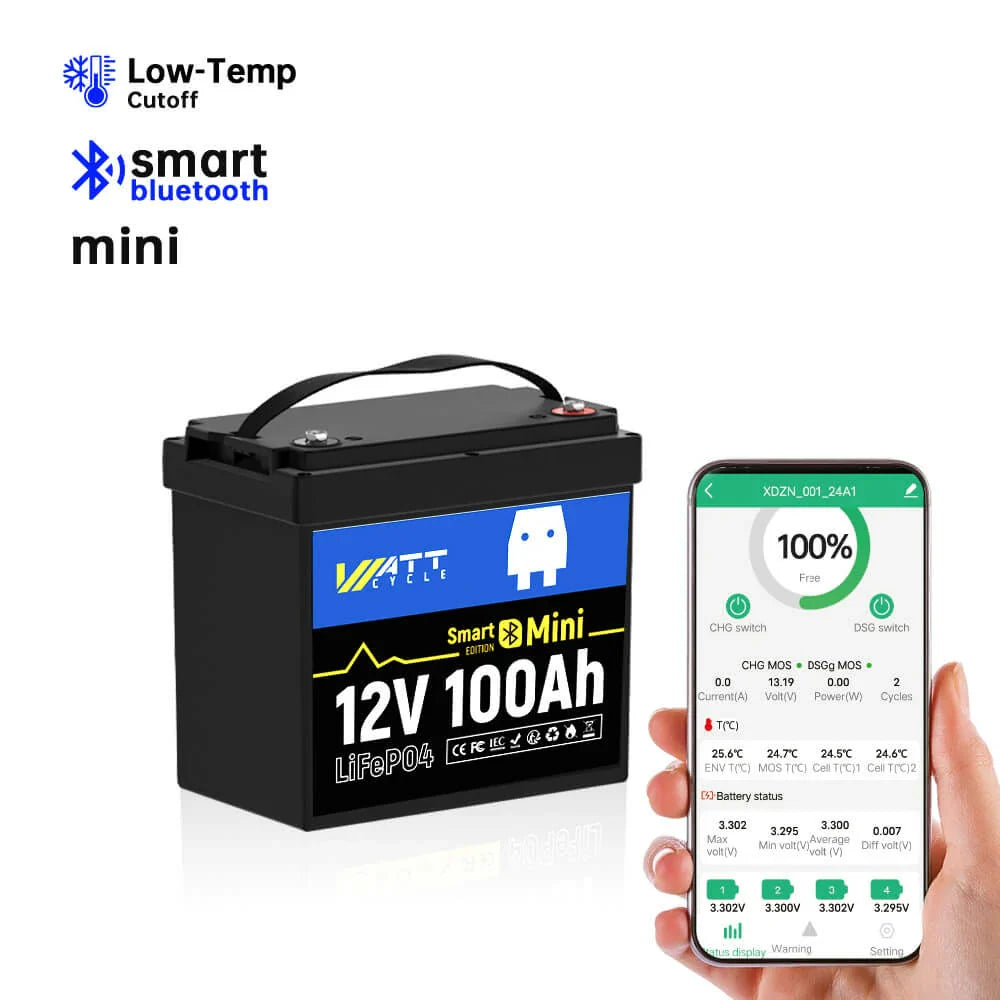 Акумулятор WattCycle 12V 100Ah Mini Bluetooth LiFePO4